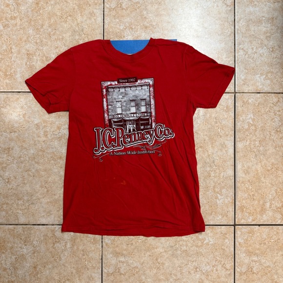 JCPenney Co. Golden Rule Store Graphic Tee Red Vintage Style T-Shirt - Picture 1 of 4